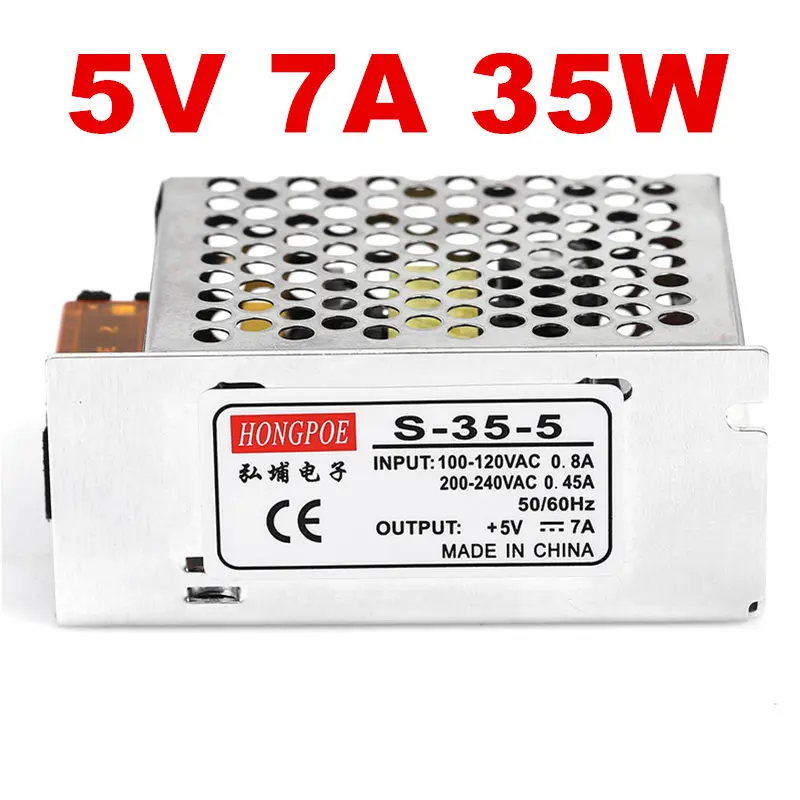 

100PCS Wholesale Best quality 5V 7A 35W Switching Power Supply Driver for LED Strip AC 100-240V Input to DC 5V