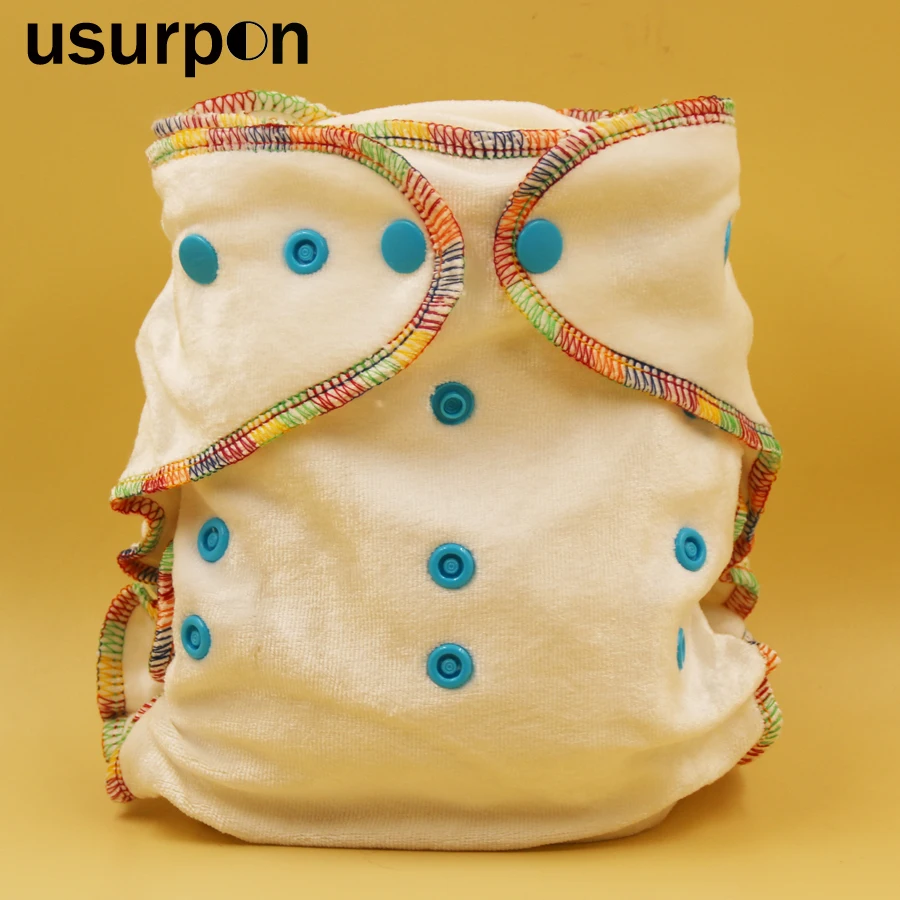 

[usurpon] 1 pc Resuable bamboo cotton inner fitted cloth diapers with 2 pcs bamboo insert baby bamboo cloth diapers baby