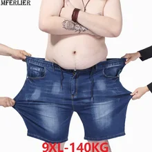 Большие размеры 9XL 8XL 7XL 6XL мужские джинсовые шорты негабаритных мужчин эластичность талии летние домашние повседневные свободные Стрейчевые шорты 54 56 58