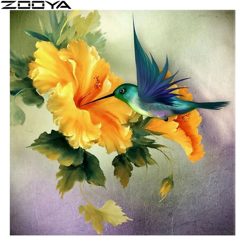 

ZOOYA Diamond Painting Full Square Flower Diamond Embroidery Bird 5D DIY Kits Mosaic Drill Picture Rhinestones Sets Decor SF608