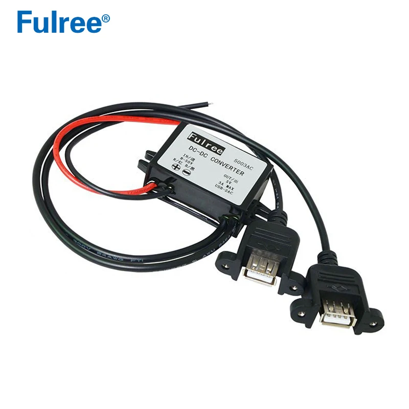 

Dual USB Screw Panel Mount Waterproof DC-DC 12V 24V 36V 48V (8V-50V) to 5V 3A Step Down Buck Power Converter Double Car Charger