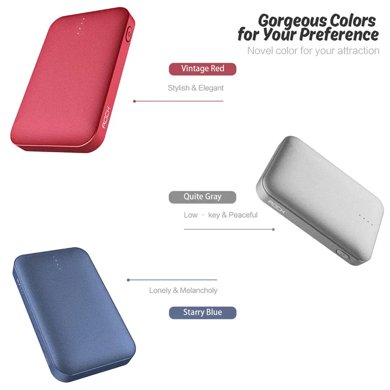 Ceny ROCK Mini 10000 mAh Power Bank przenośny ultra cienki polimerowy akumulator Powerbank dla iPhone SamSung Xiaomi Huawei i więcej