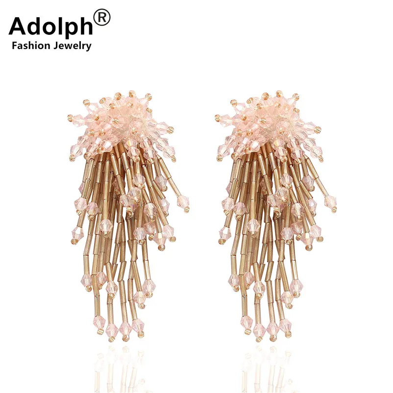 

ADOLPH Star Jewelry Good Quality Crystal Stud Earring Woman 2018 New Fashion Charms Flower Earrings Female Bijoux Accessories