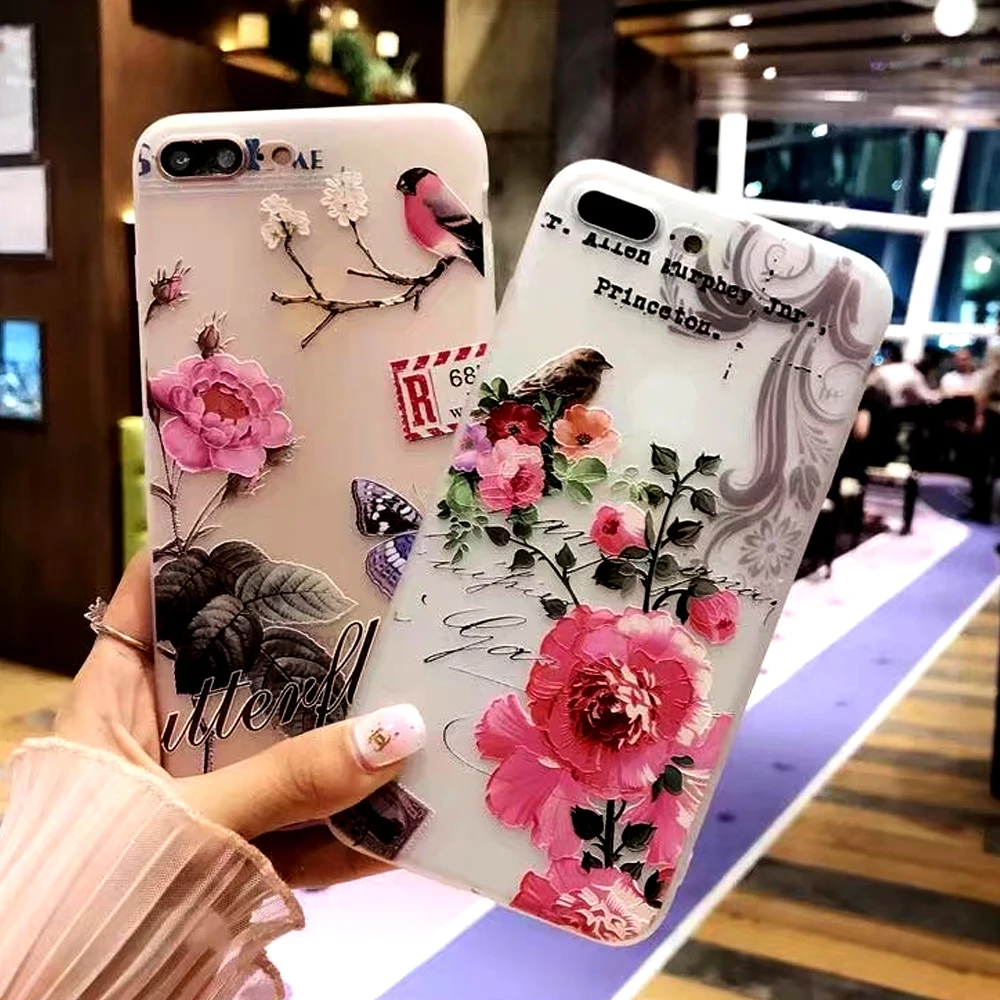 Nephy 3D Flower Silicon Phone Case For iPhone7 8 Plus XS Max XR Rose Floral Cases iPhone X 7 6 6S 5 SE Soft TPU Cover |