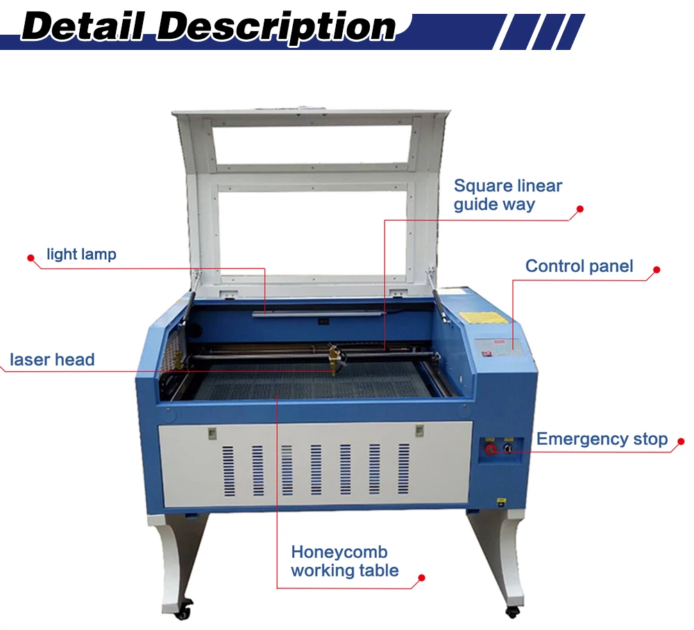 Лазерный резак 6090 лазерный гравер станок для лазерной резки 600*900 мм 80 Вт 90 Вт 100 Вт опционально