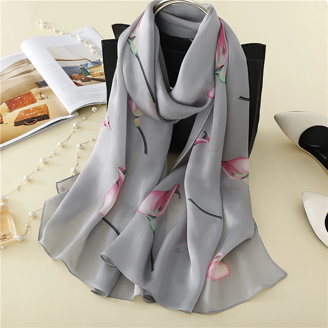 Ladies 100 Silk Scarves Wraps Luxury Brand New Shinning Silk Scarf Headband Foulard Femme Long