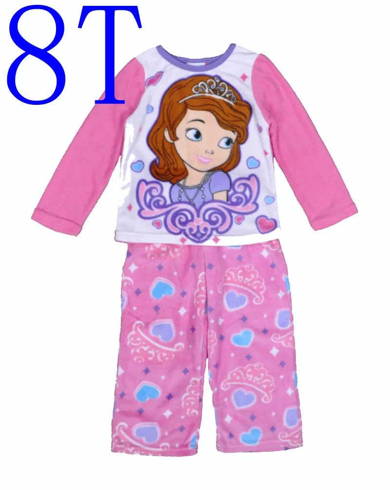 Комплект пижам для девочек с изображением Софии, набор для сна «Принцессы», г., брендовые Детские теплые пижамные комплекты зимняя одежда с героями мультфильмов для девочек, vetement - Цвет: 8T