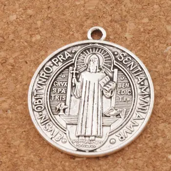 

Saint St Benedict of Nursia Patron Against Evil Cross Medal Charm Pendant L1646 4pcs 35x31mm Zinc Alloy