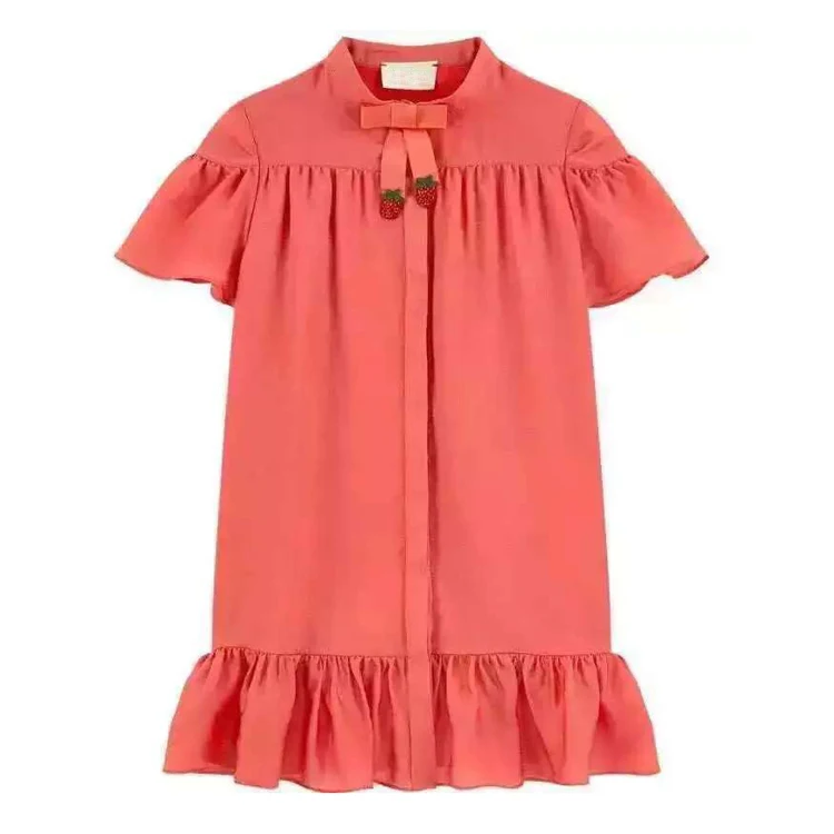 

New Arrive 2016 girls dresses summer 2016 girls clothes Emulation silk falbala strawberry kids-party-dresses-for-girlsTY232