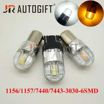 

10pcs Car styling 1156 LED BA15S P21W S25 6 smd 3030 1157 BAY15D T20 White Red Yellow Car Brake Lamp Turn Signal indicator light