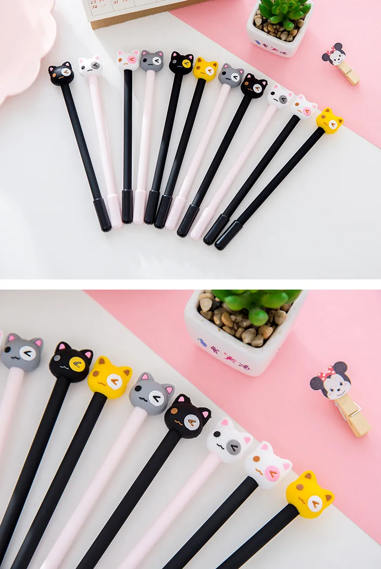 Criativa dos Desenhos Animados do Gato Caneta de Tinta Caneta de Tinta de Água Prêmio de Papelaria da Escola do Escritório Unidades Pacote Kawaii Gel Preta Unisex Caneta Assinatura de Água 48 - 5 preta unisex caneta assinatura caneta de tinta