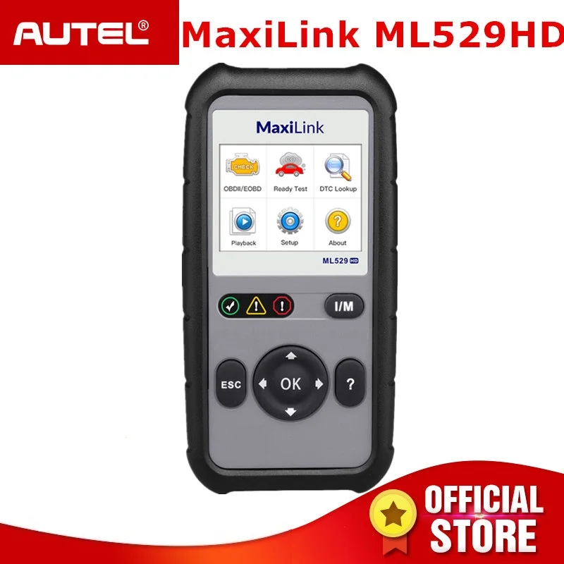 Autel MaxiLink ML529HD OBD2 Scanner Car Auto Scan Tools Code Reader Heavy Duty Diesel J1939 J1708 Gasoline Vehicles PK AL529HD Autel MaxiLink ML529HD OBD2 Scanner Car Auto Scan Tools Code Reader Heavy Duty Diesel J1939 J1708 Gasoline Vehicles PK AL529HD