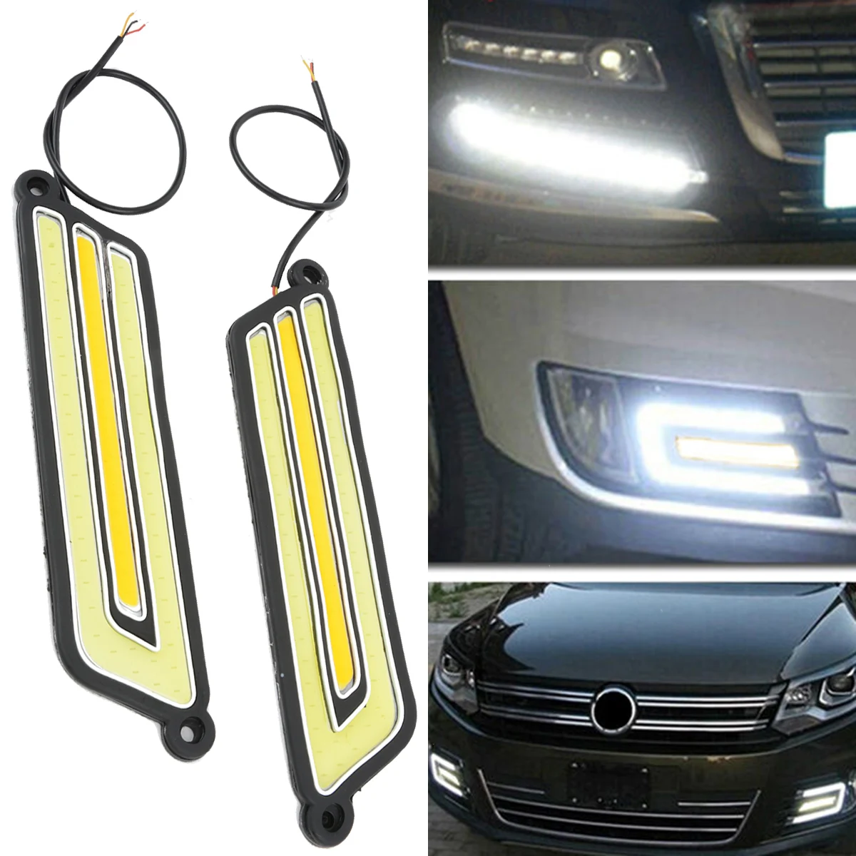 

For Car Lighting 2pcs 12V LED COB Car Fog Driving Light High Brightness Daytime Running Turn Signal Lamp Waterproof Mayitr