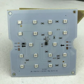 

DC24V UCS1903 addressable pixel PCBA,18pcs 5050 SMD RGB LED;4.32W;RGB full color;size:116mm*116mm