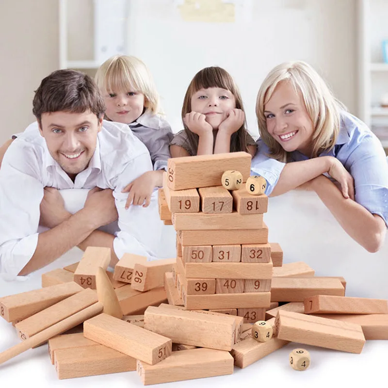 

Entertainment Toy Pine Wooden Tower Wood Building Blocks Toy Domino 48pcs Stacker Extract Educational Jenga Game Gift