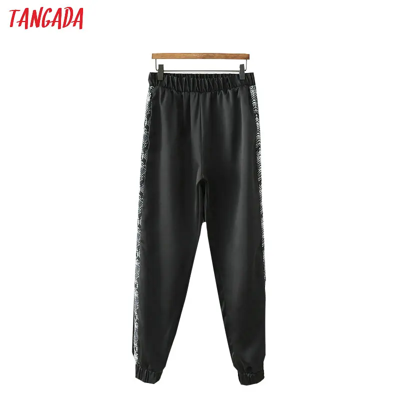 

Tangada women snake print harem pants pattern side stripe elastic waist lady casual ankle length trousers pantalones XD501
