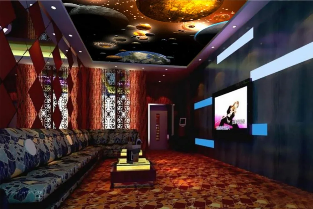 

Custom 3D Stereo Wall paper Mural 3d Cosmic planet Nonwovens Bedroom KTV Ceiling Wallpaper