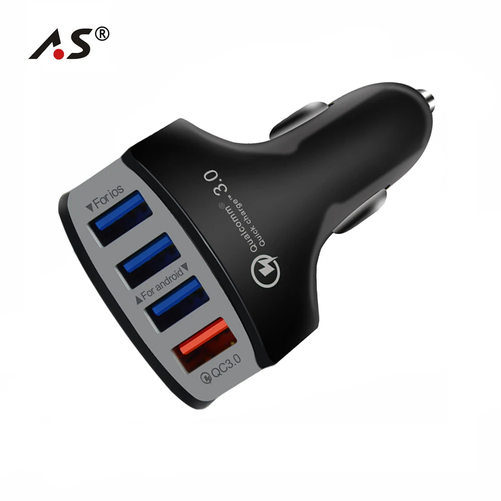 سريع تهمة 3.0 سيارة مهايئ شاحن 7A QC3.0 توربو شاحن سيارة-شاحن سريع 4 USB سيارة الهاتف المحمول شاحن آيفون 8 7 X