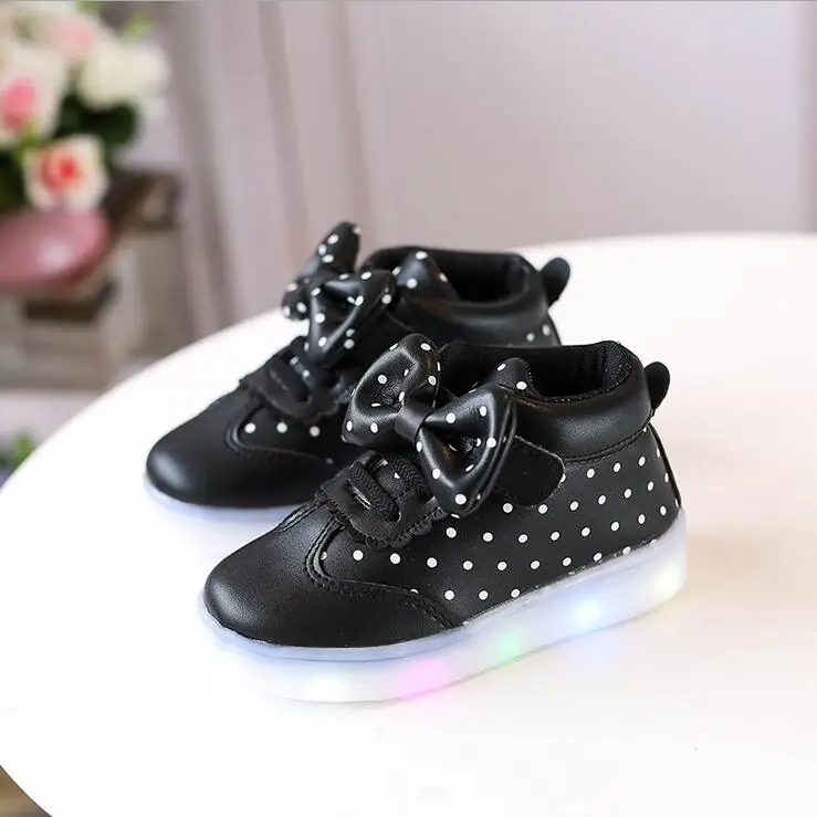 Весенняя новая детская обувь светодиодный светильник обувь с бантом спортивная обувь для девочек удобная детская обувь для детей 1-7 лет - Цвет: photo color