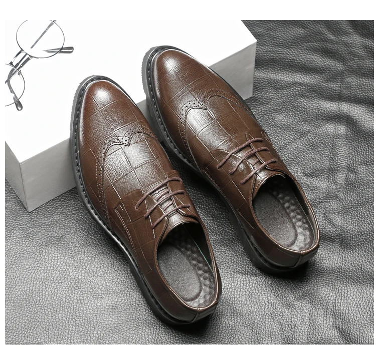 Men's Leather Casual Shoes' Formal Office Men Shoes Luxury Brand Leather Oxford Dress Shoe Lace-Up Oxford Shoes For Men Casual (5)