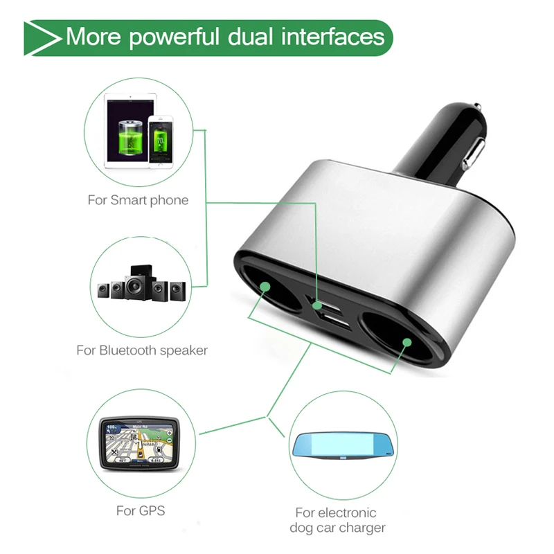 IPUMYNO 2.1A المزدوج USB شاحن سيارة مع 2 ولاعة السجائر مآخذ 120 واط الطاقة العالمي المحمول الهاتف اللوحي GPS DVR شاحن IPUMYNO 2.1A المزدوج USB شاحن سيارة مع 2 ولاعة السجائر مآخذ 120 واط الطاقة العالمي المحمول الهاتف اللوحي GPS DVR شاحن