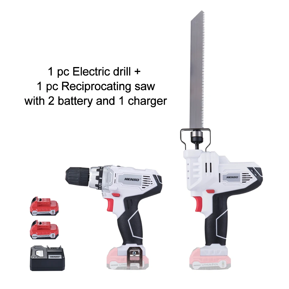 

Keinso 12V power tools Reciprocating Saw and Electric drill with two lithium battery and one charger