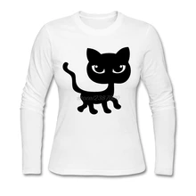 Designer Tee Shirts Young Cat Kitten Cartoon Sillhouette Shirt Full Cheap Price For Woman Full Unique T Shirts