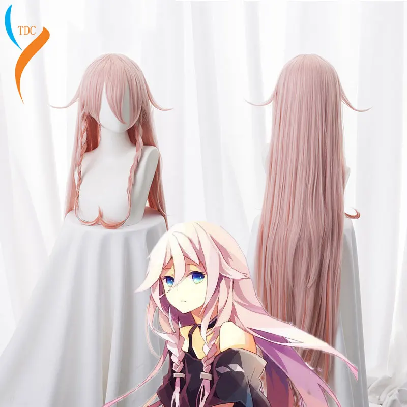 Женский парик для косплея VOCALOID3 Library IA розовый из длинных волос с косами костюм