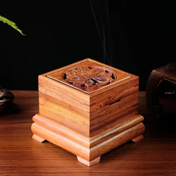 

PINNY Wooden Incense Burner Buddhist Queimadores Incenso Living Room Carved Incense Box Incense Burners Home Fragrance Oil