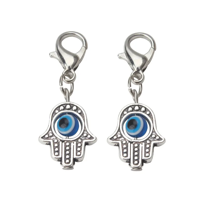 10pcs/lot 35*13mm Evil Eye Beads Hamsa Hand Charms Pendent Lobster