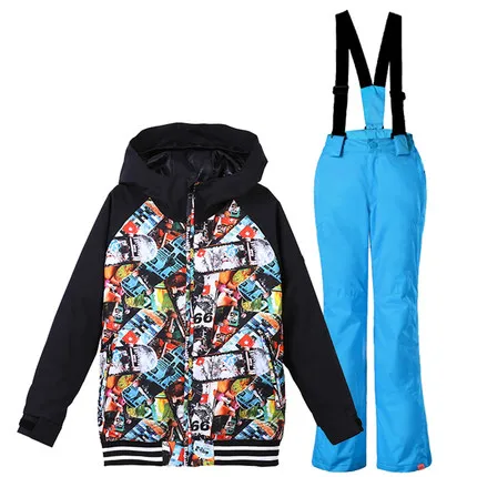 Лыжный костюм для детей; зимний костюм для детей; зимние куртки для мальчиков; куртка для сноуборда; Лыжная куртка с капюшоном и штаны для мальчиков - Цвет: SET 6