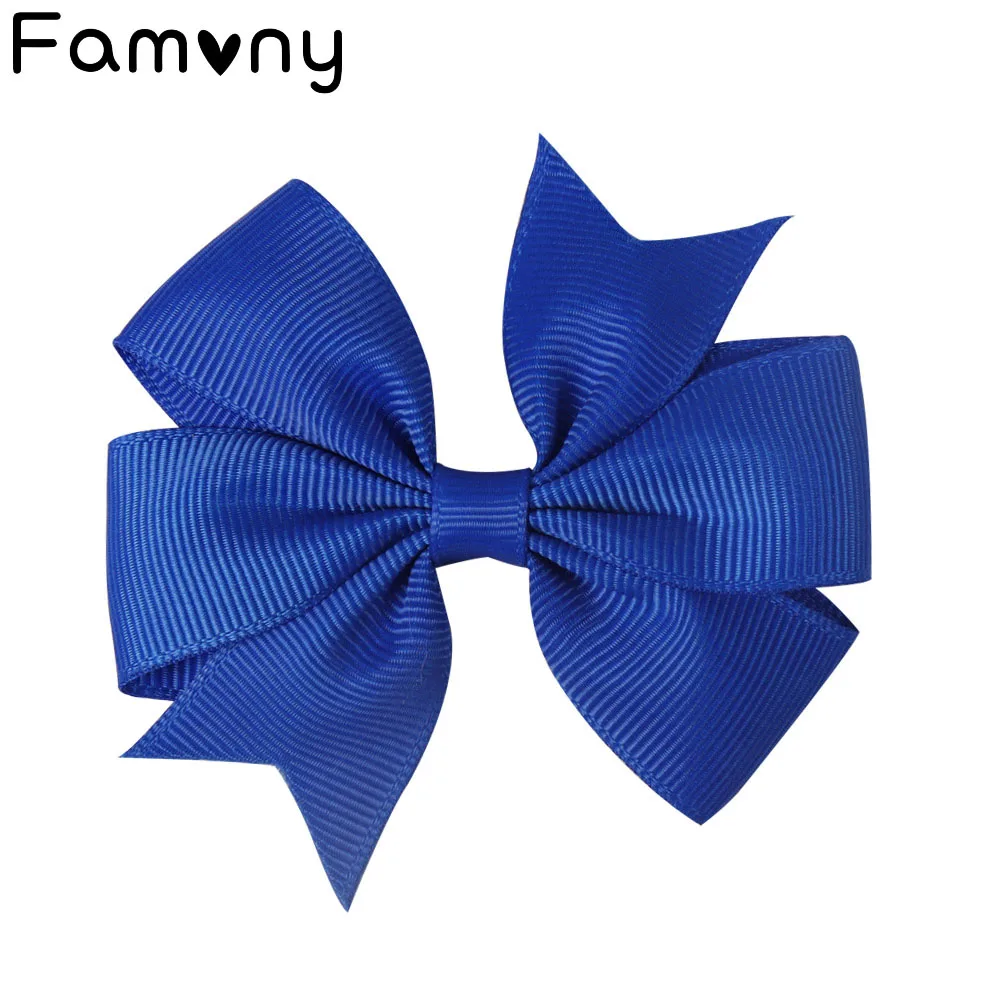 

2 Pcs/lot 3"Solid Hairbow With Alligator Clips Boutique Handmade Hairgrips Grosgrain Pinwheel Hairbows For Baby Hair Accessories