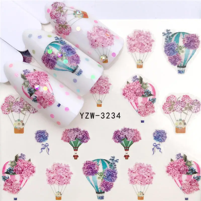 WUF 1 лист,, сделай сам, дизайнерские переводные наклейки для ногтей, розовый цветок розы, наклейки для женщин, красота, свадебные ногти