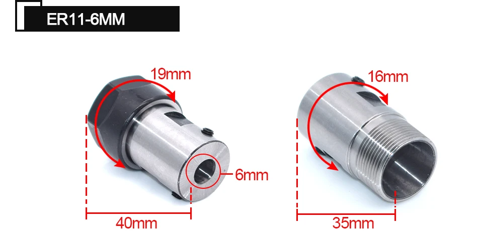 Шпиндельный двигатель зажим цанговый патрон Hoder C16 ER11 35L 5 мм 6 мм 8 мм цанговый ER11A Гайка вал двигатель удлиненный зажим для фрезерования с ЧПУ