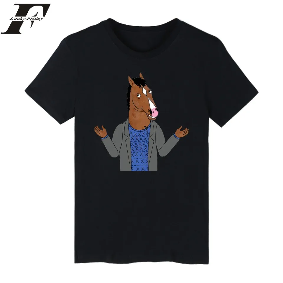

BoJack Horseman Short Sleeve T-shirt XXS 4XL Black White White T Shirt Men Cotton Summer Tees Soft Tops Casual