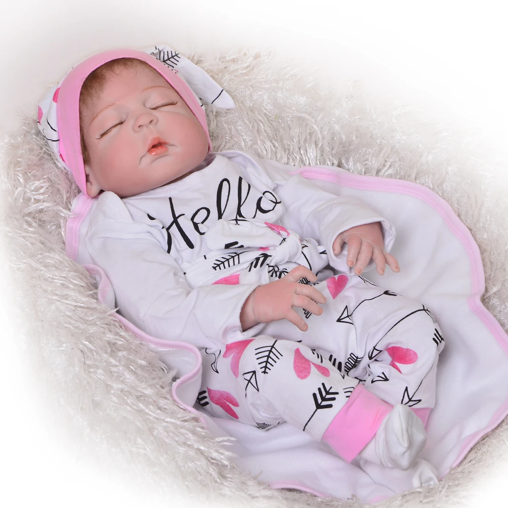 23/" Handmade Lifelike Sleeping Newborn Baby Girl Silicone Vinyl Reborn Doll Gift