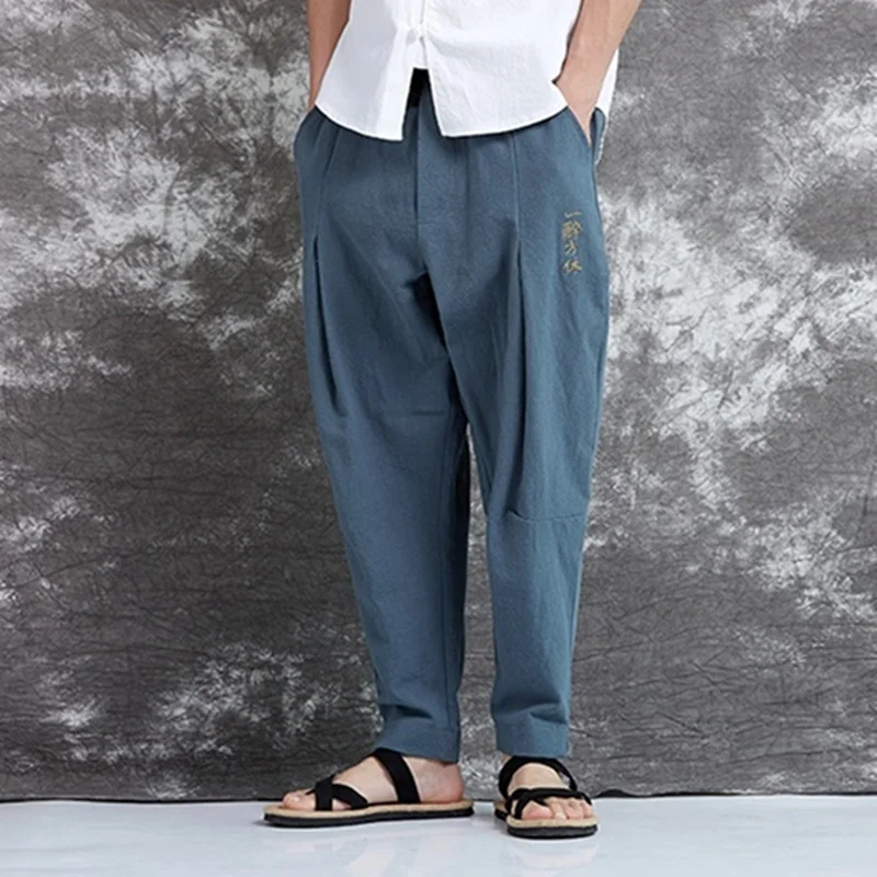Traditional Chinese clothing for men male trousers linen pants men solid color traditional chinese male clothing TA129