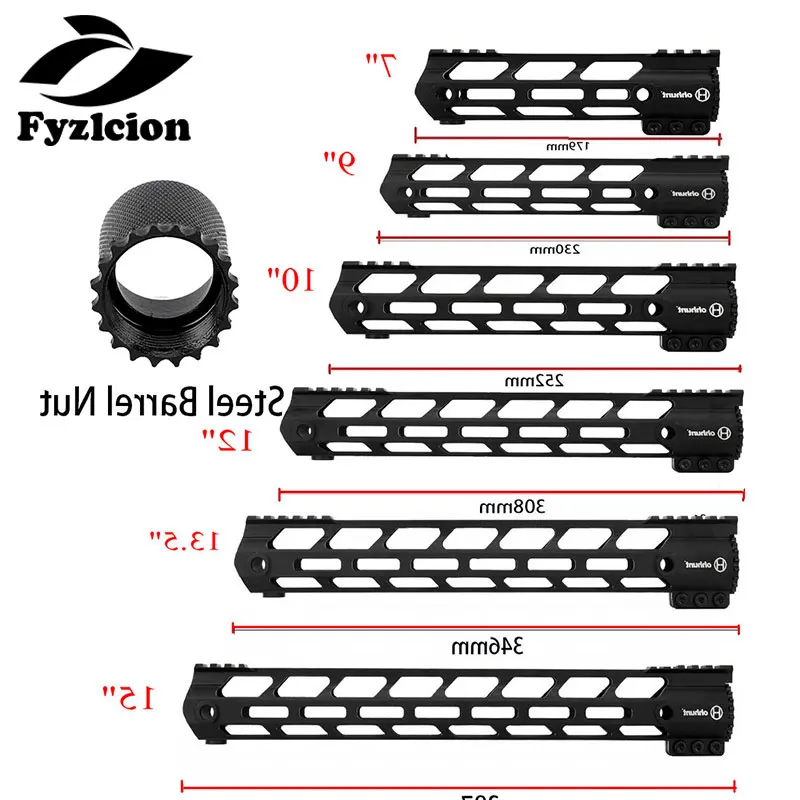 

Hunting AR15 Rifle Trail Scope Mount 7" 9" 10" 12" 13.5" 15" 17" AR15 Free Float M-LOK Handguard Picatinny Rail Slim Handguard