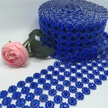 

Diamond Mesh Trim Bling Diamond Wrap Roll Rhinestone Royal Blue Crystal Ribbon Tape Wedding Cake Party 3.75"x5Yards(15ft)