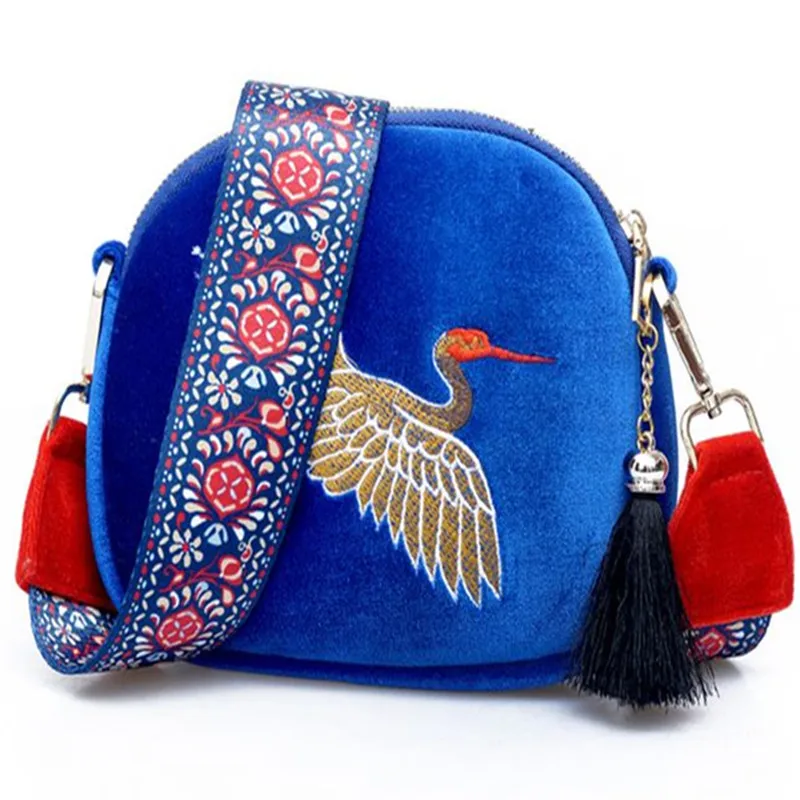 Fashion Mini Velvet Embroidery Crane Shell Bag Wild Strap Fashion Shoulder Bags Designer Tassel Vintage Crossbody Bag|shell bag|vintage crossbody bagdesigner shoulder bag - AliExpress