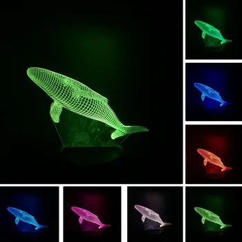 

7 Color Changing Gradient 3D LED Whale Visual LED Underwater World Fish Night Light multicolor Cetacea table Lamp Child Gifts
