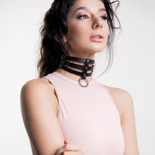 БДСМ Связывание Пром платье чокер кожа жгут шеи Пояса с резинками для женщин Секс Фетиш белье эротические аксессуары подтяжки