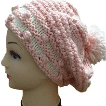 Bomhcs зима девушки розовый цветок шляпа мода ручной вязки Шапки Для женщин теплые шапочки Caps