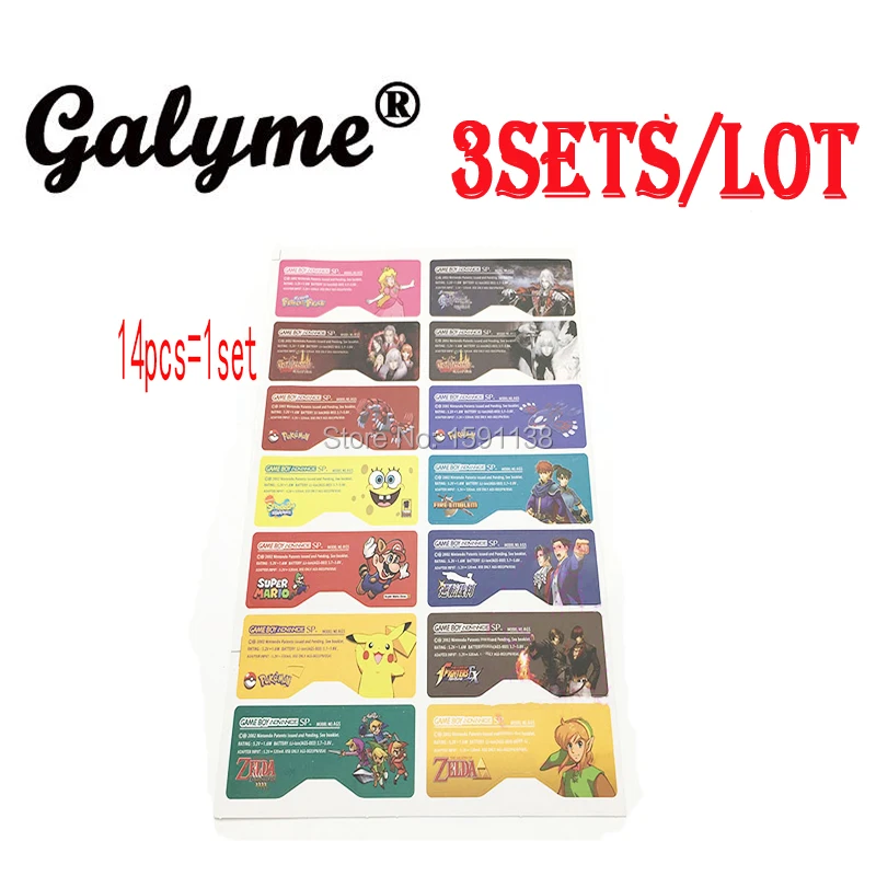 3 комплекта/42 шт. Горячая игра тема lable Стикеры сзади Корпус консоли сзади бирка для GBASP gameboygb Advance SP игровой консоли крышка