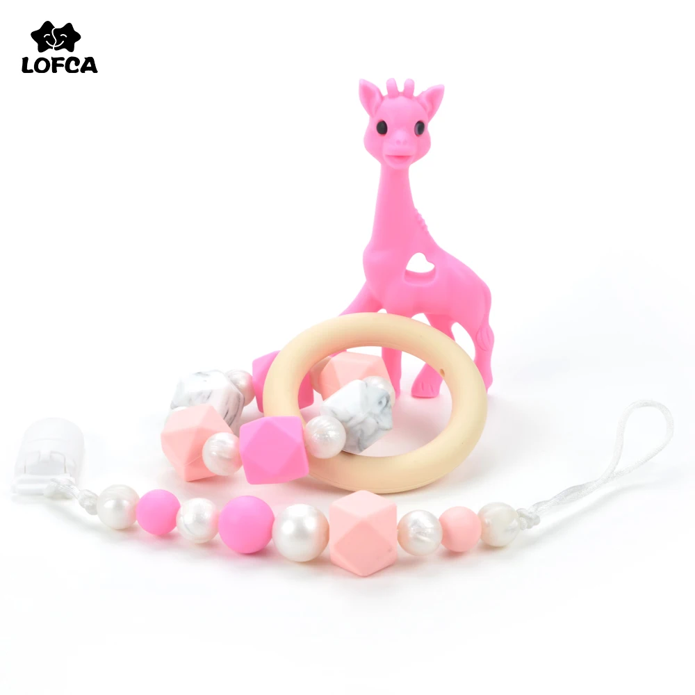 

Silicone Baby Teether Pacifier Clip Giraffe Teething Toy Silicone Beads Chew Teething Pacifier Clip Carrier Teething Accessory