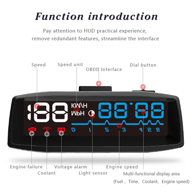 Новинка года OBDII Автомобильная приборная панель на ветровом стекле км/ч MPH топливо превышение скорости лобовое стекло проектор дисплей автомобиля смарт HUD EUOBD напряжение сигнализации системы