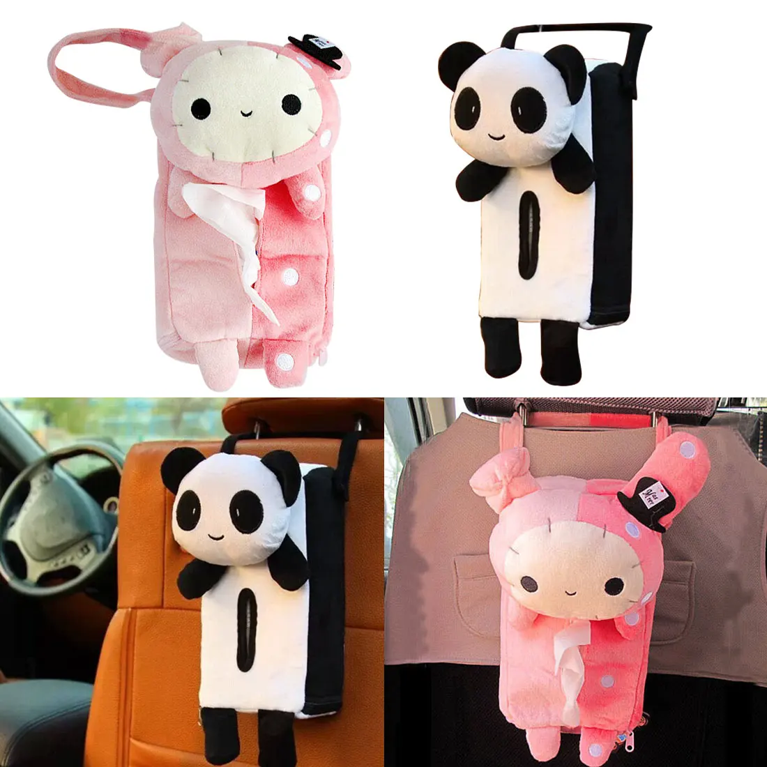

Cartoon Rabbit Animal Tissue Holder Back Hanging Tissue Box Covers Napkin Paper Towel Box Holder Case Paper Towel Holder for Car