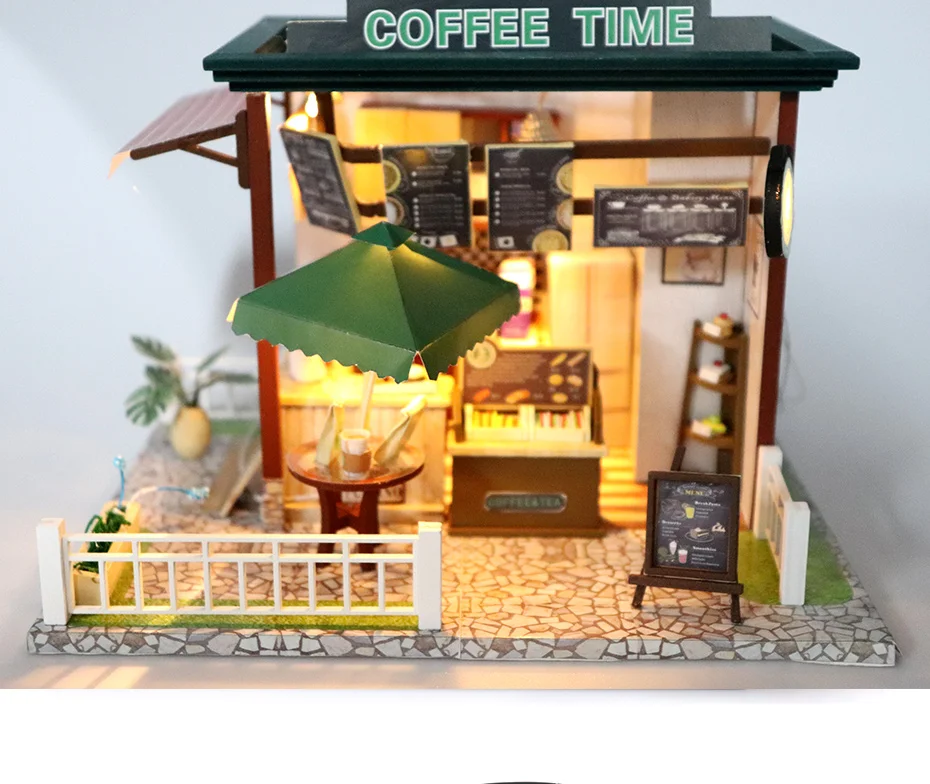 Кукольный дом Кофейня миниатюрный 3D Деревянный Miniaturas кукольный домик игрушки для детей подарки на день рождения Любовь Подарки