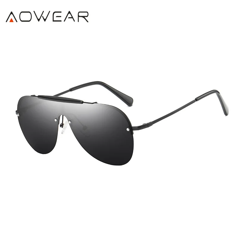 Солнцезащитные очки AOWEAR поляризационные мужские зеркальные без оправы для