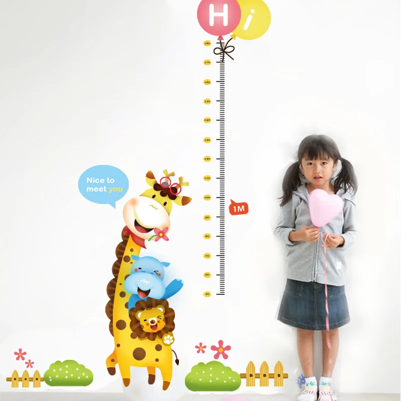 Детский фон с жирафом и львом для детского сада|wall sticker|removable wall stickerschild height |